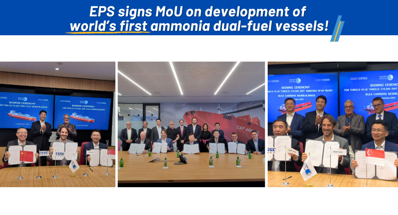 EPS signs MoUs on development of world’s first ammonia dual-fuel vessels accelerating the maritime industry’s decarbonisation efforts